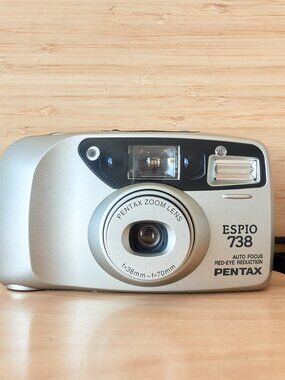 Pentax Espio 738 Silver 35mm Point and Shoot Film Camera Tested Working